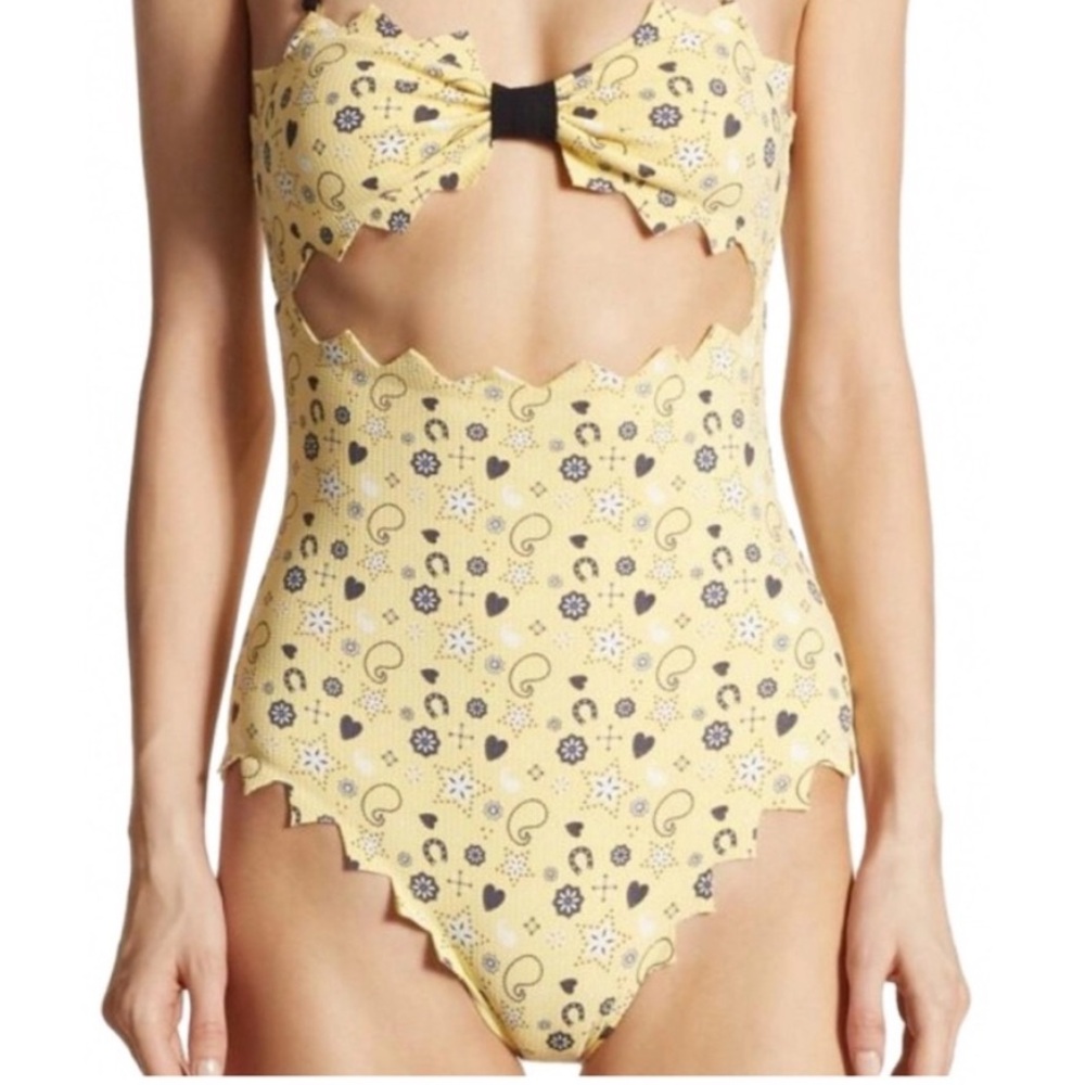 Marysia Swim Yellow Scalloped One-Piece with Black Accent